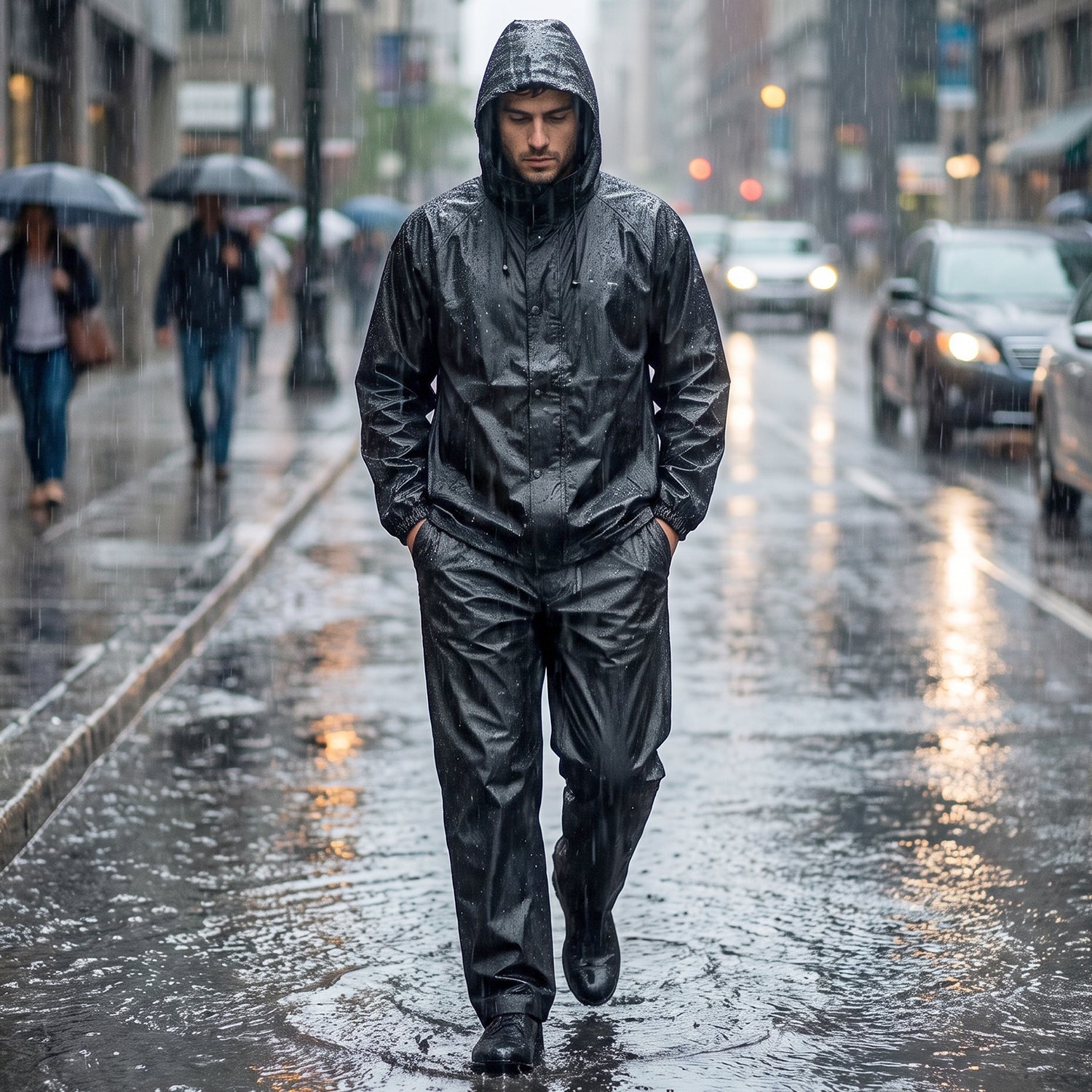 Waterproof rain suit with hood for men and women