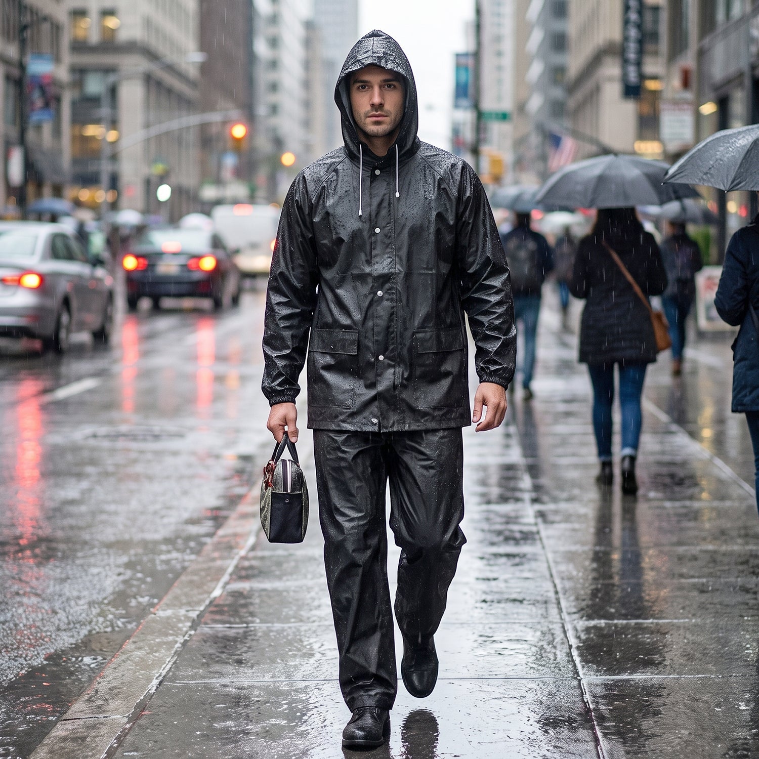 Lightweight EVA rain suit with hood for rainy days
