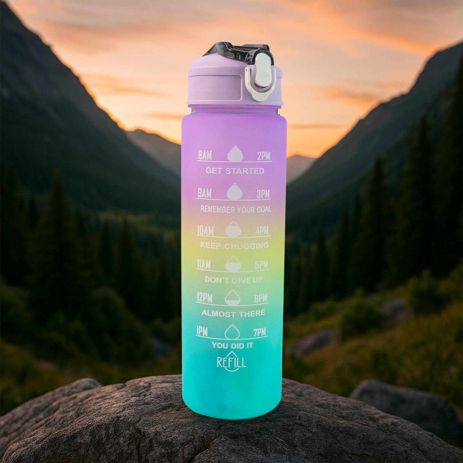 Motivational Water Bottle with carry strap