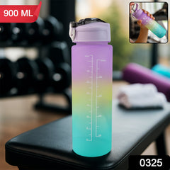 Motivational Water Bottle side view with straw