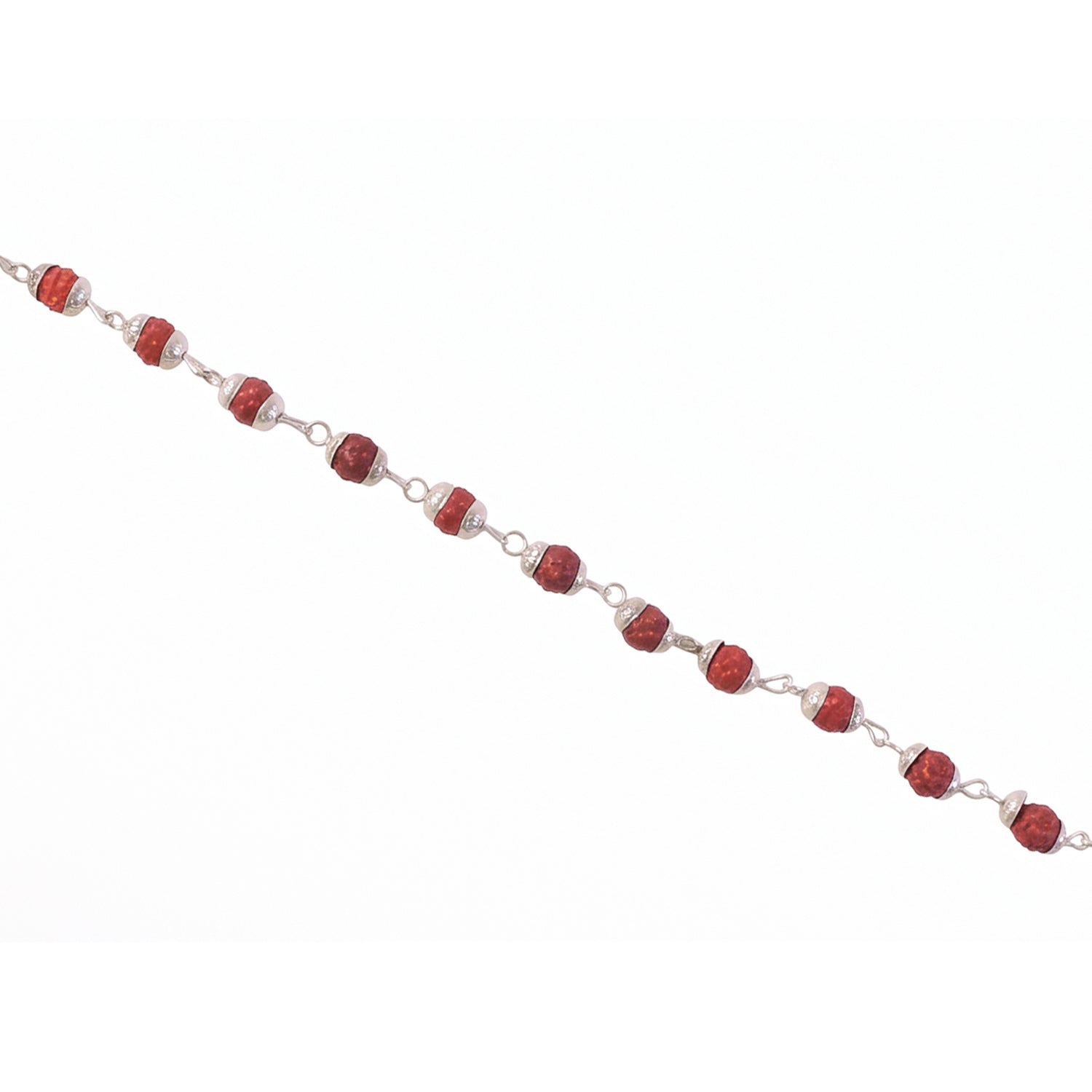Rudraksha Bead Bracelet Rakhi, Silver-Plated Cap Beads Rakhi for Brother (1 Pc)