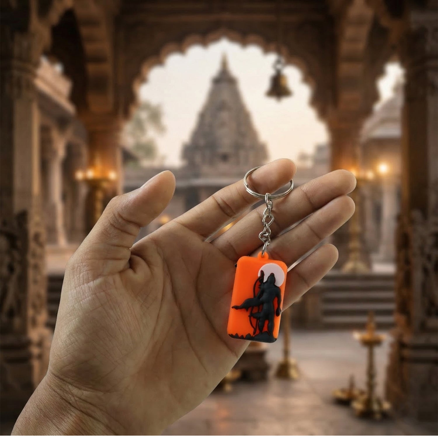 Religious Lord Ram Design Keychain with Premium Textured Finish (1 Pc)