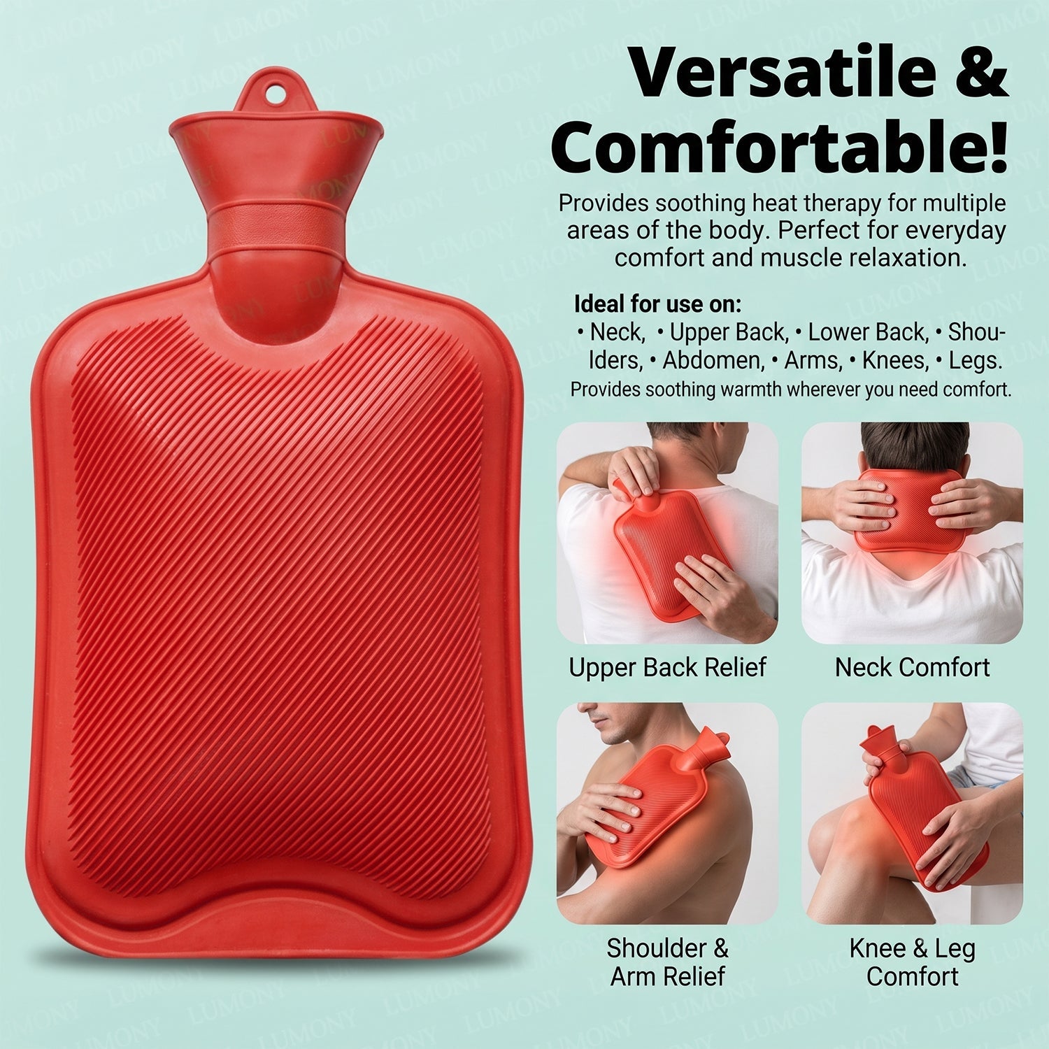 Hot water bottle easing back and joint pain