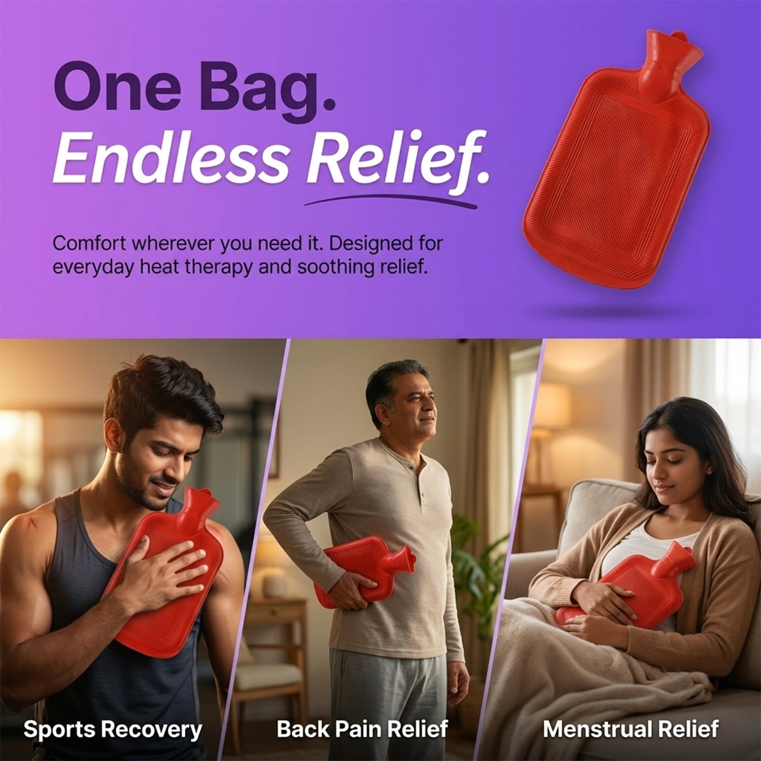 Hot water bag filled and ready to use