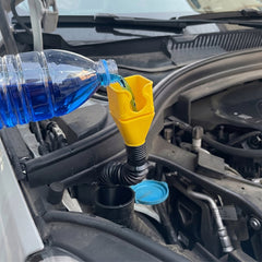 Durable plastic funnel designed for car engine oil, petrol, coolant, and washer fluid.