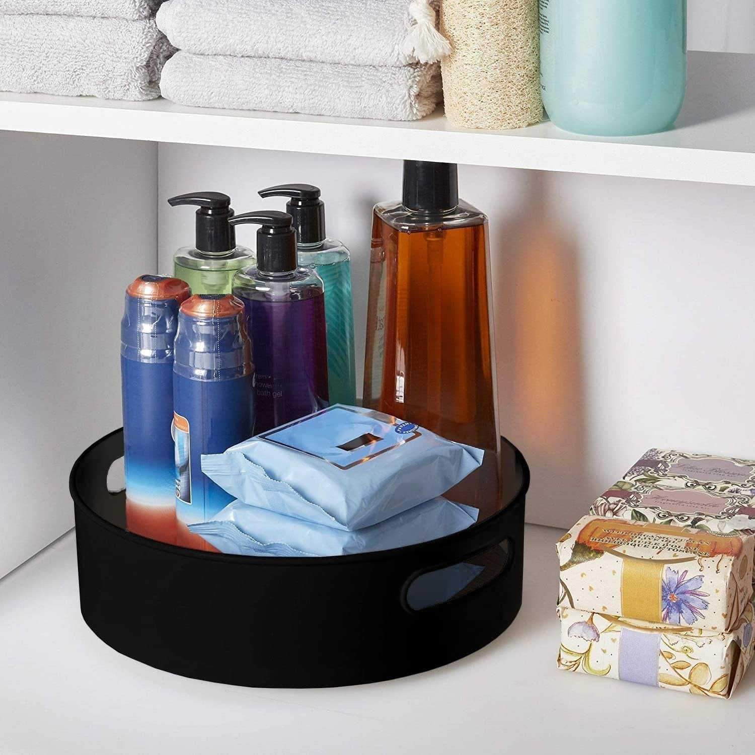 Rotating Round Storage Tray Organizer for Kitchen Bathroom and Desk (1 Pc)