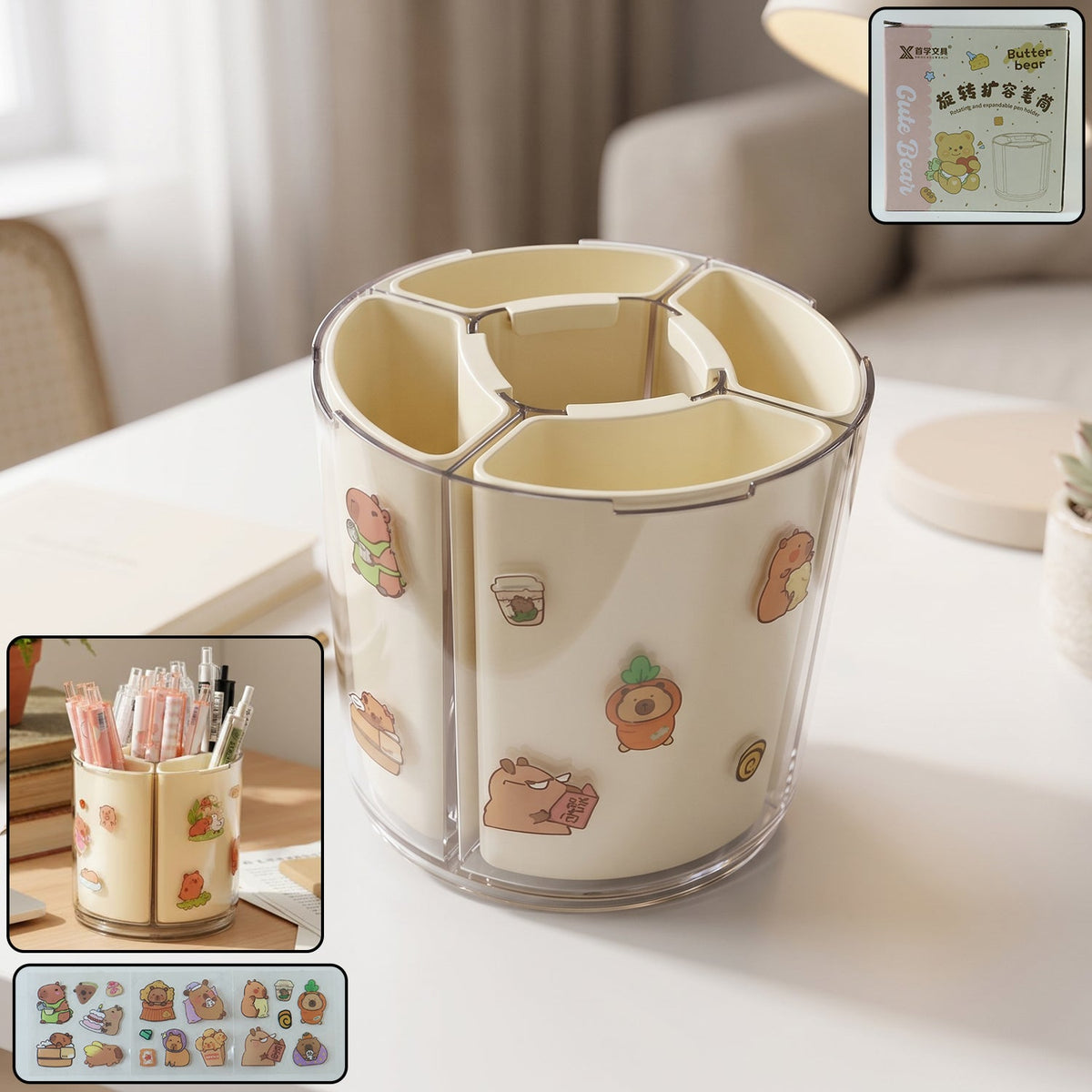 5 compartment rotating pen holder