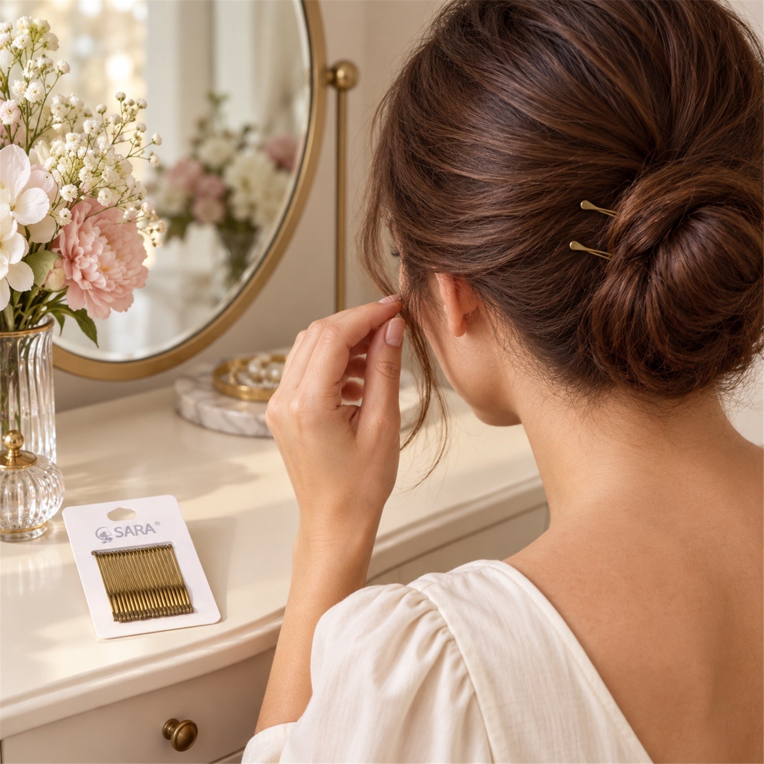 Hair pins rounded tips detail