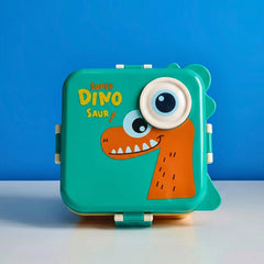 Bento style tiffin box for kids with spoon and sauce cup