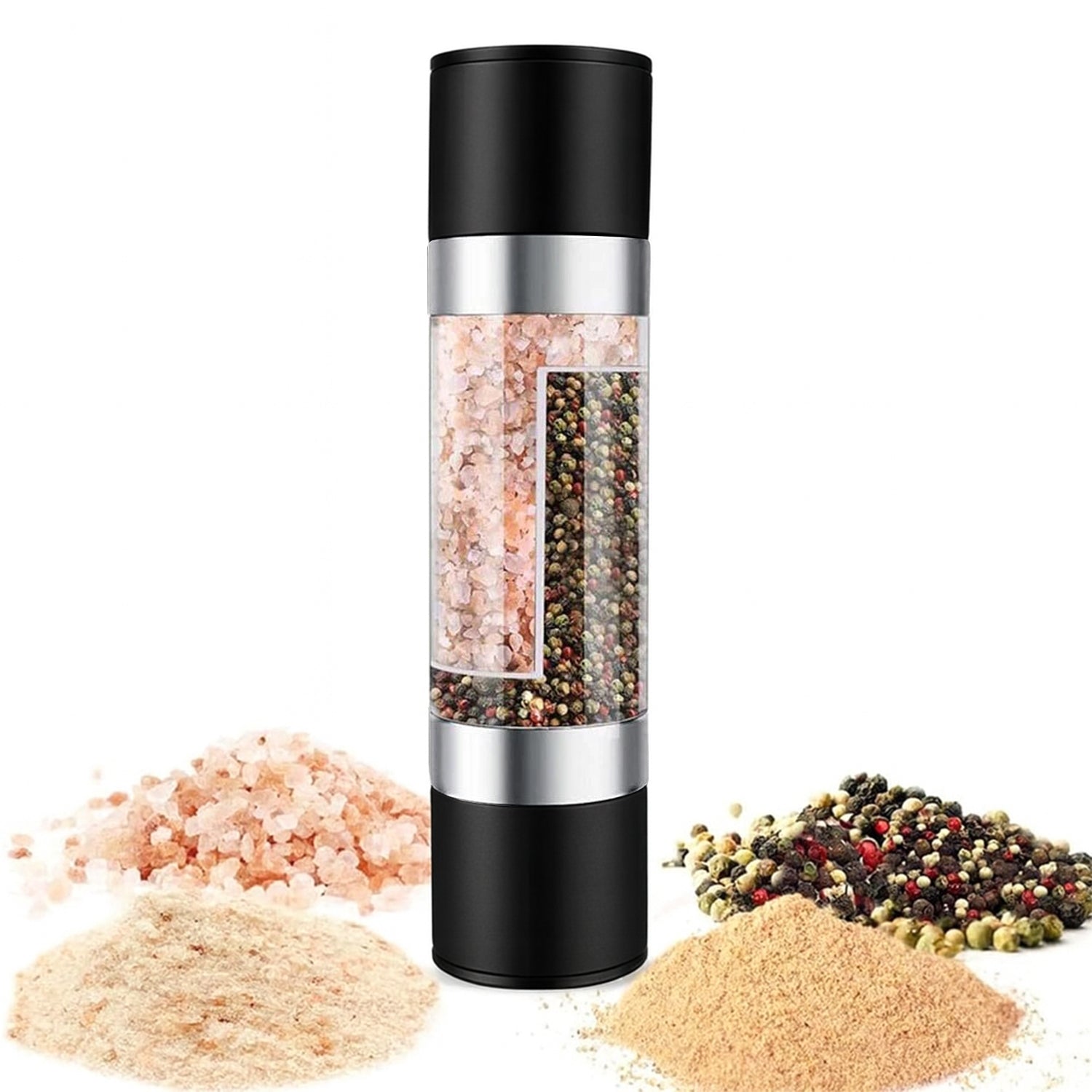 Salt and pepper grinder with adjustable coarseness settings
