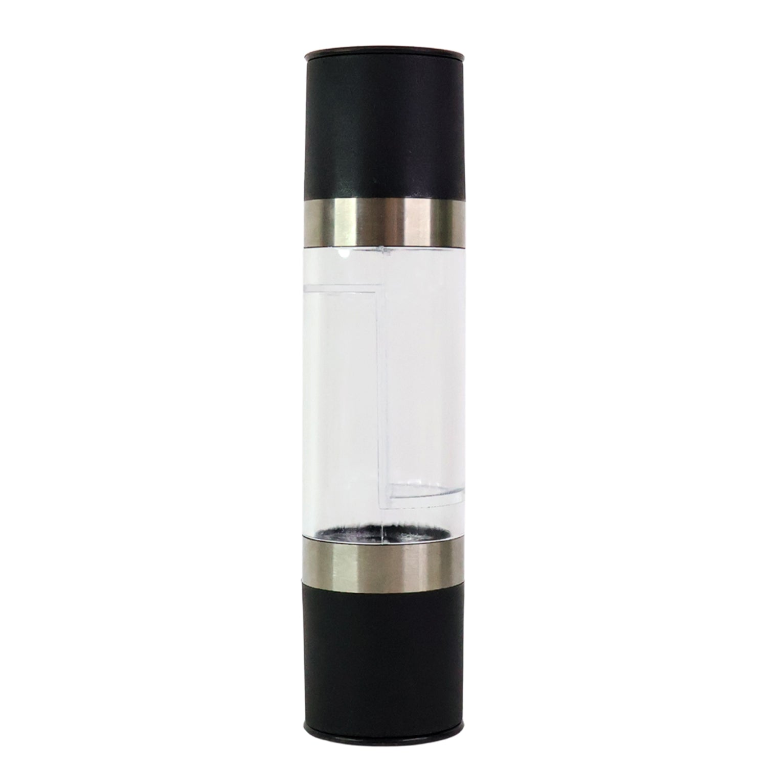 Clear acrylic chamber showing salt and peppercorns