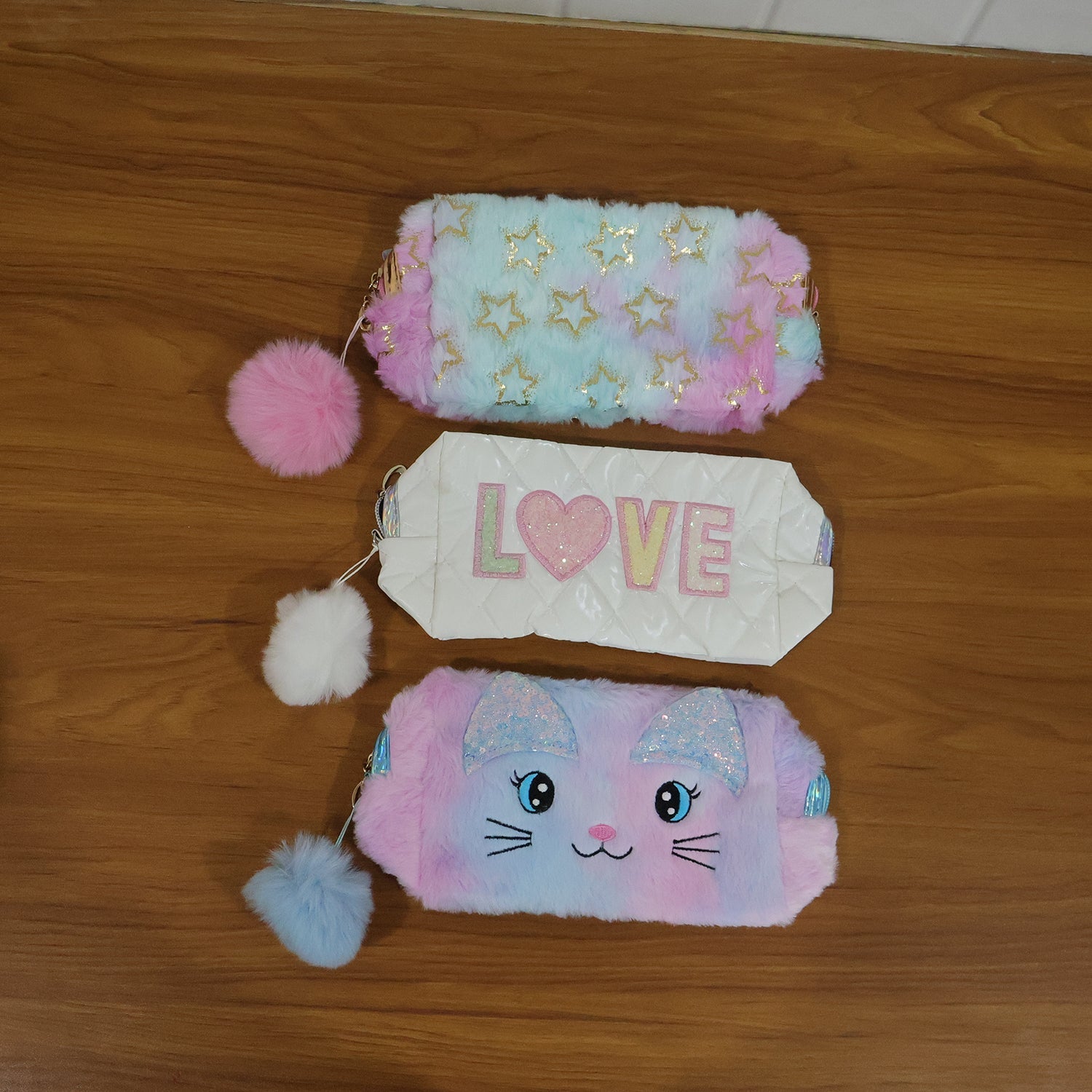 Kids Cute Cartoon Design Zipper Pouch (1 Pc, 25x12 Cm)
