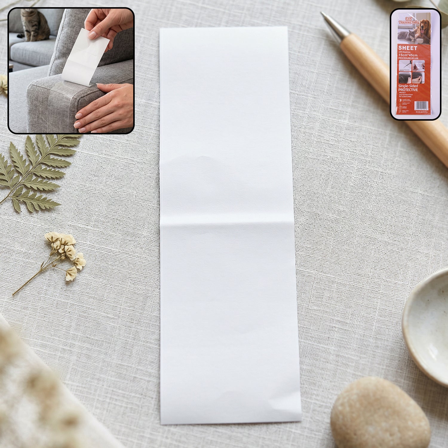 Set of five clear anti-scratch sheets for cats and furniture