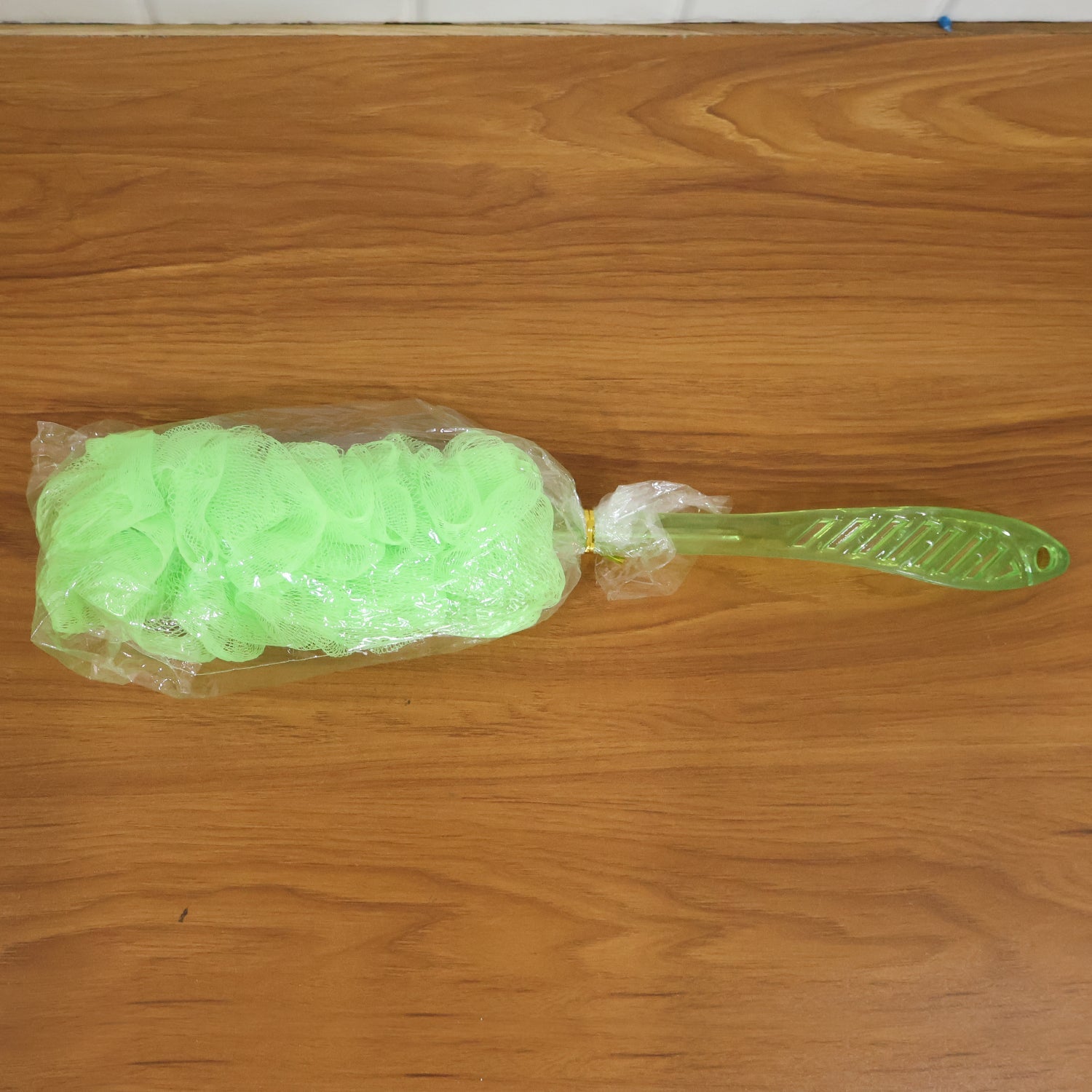 Bath loofah brush mesh sponge and handle view