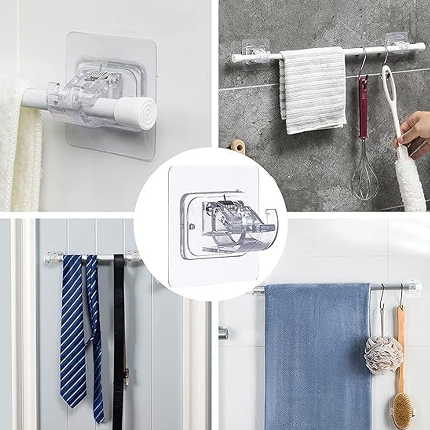 Clear punch-free adhesive pipe holder bracket