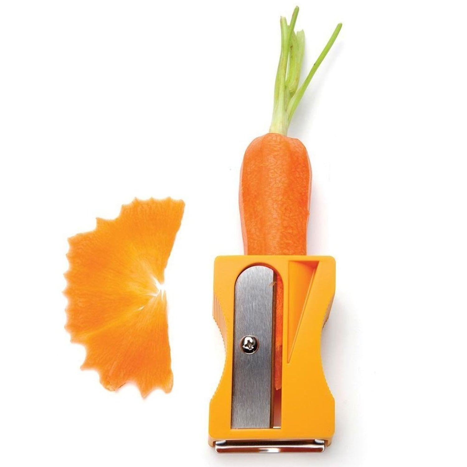 Handheld vegetable peeler tool angle view