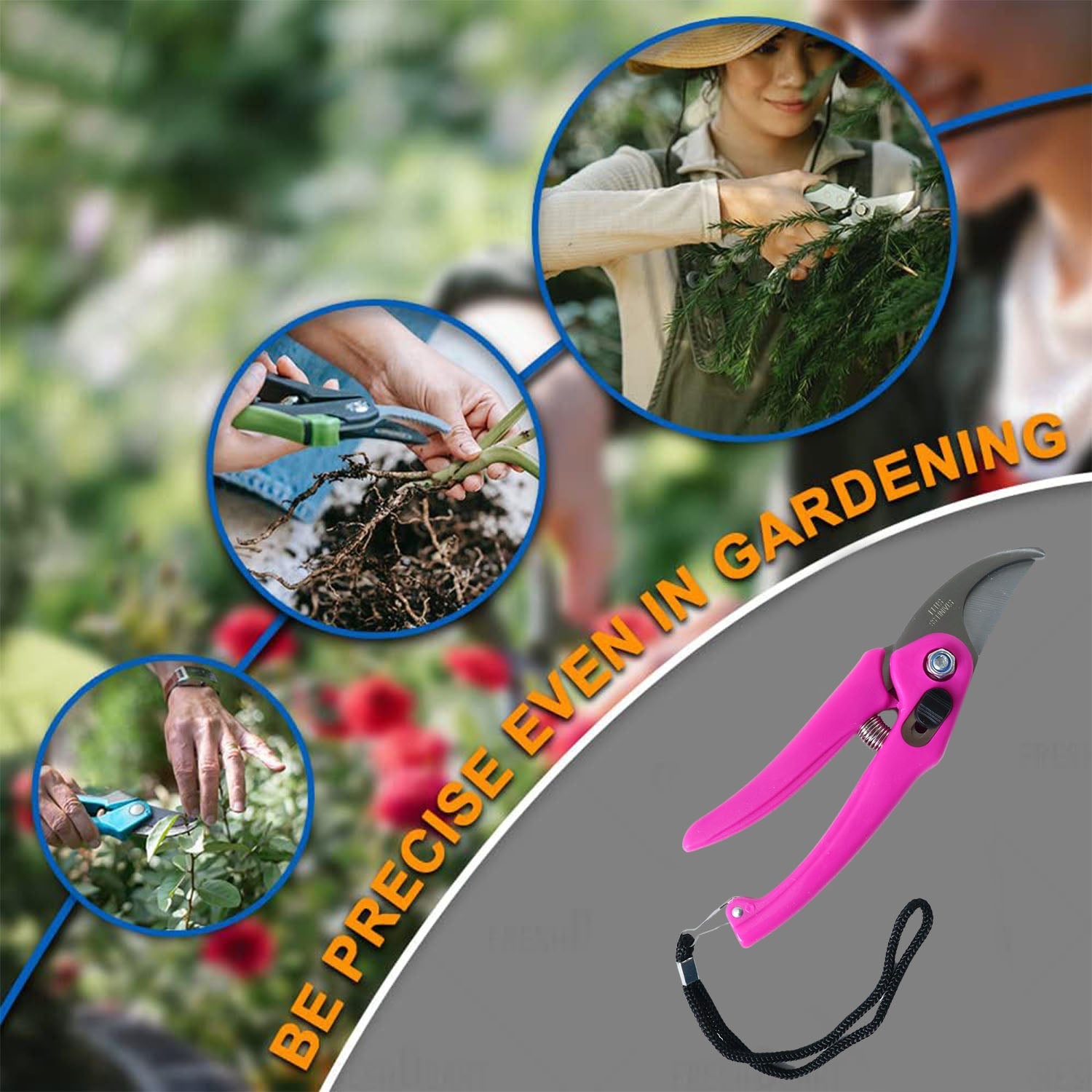 Stainless steel garden scissors resting on garden soil