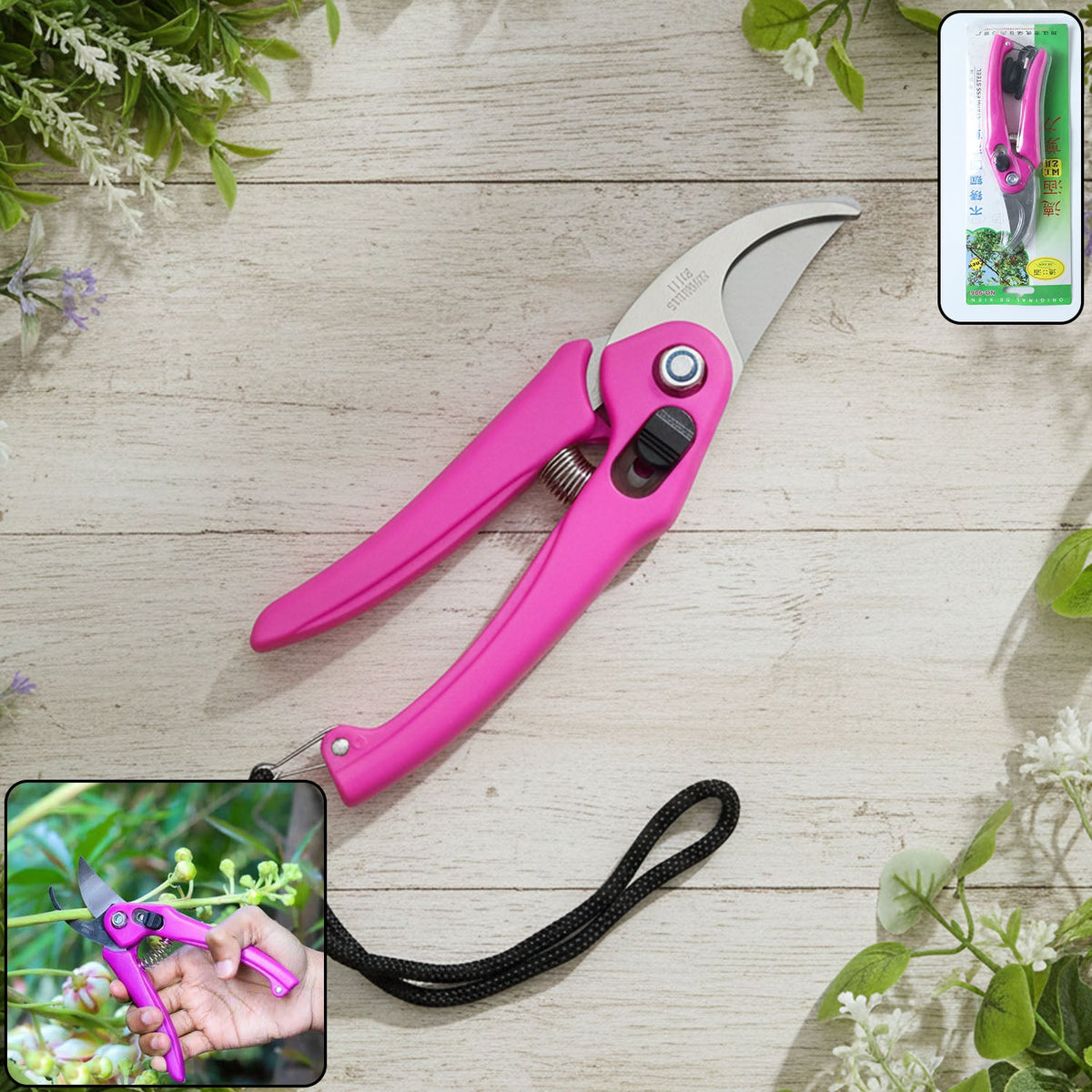 Stainless steel garden scissors with soft grip handles