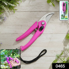 Close-up of sharp stainless steel blades on garden scissors
