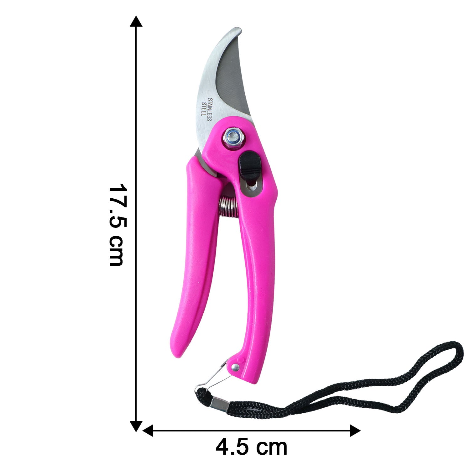 Size comparison of stainless steel garden scissors