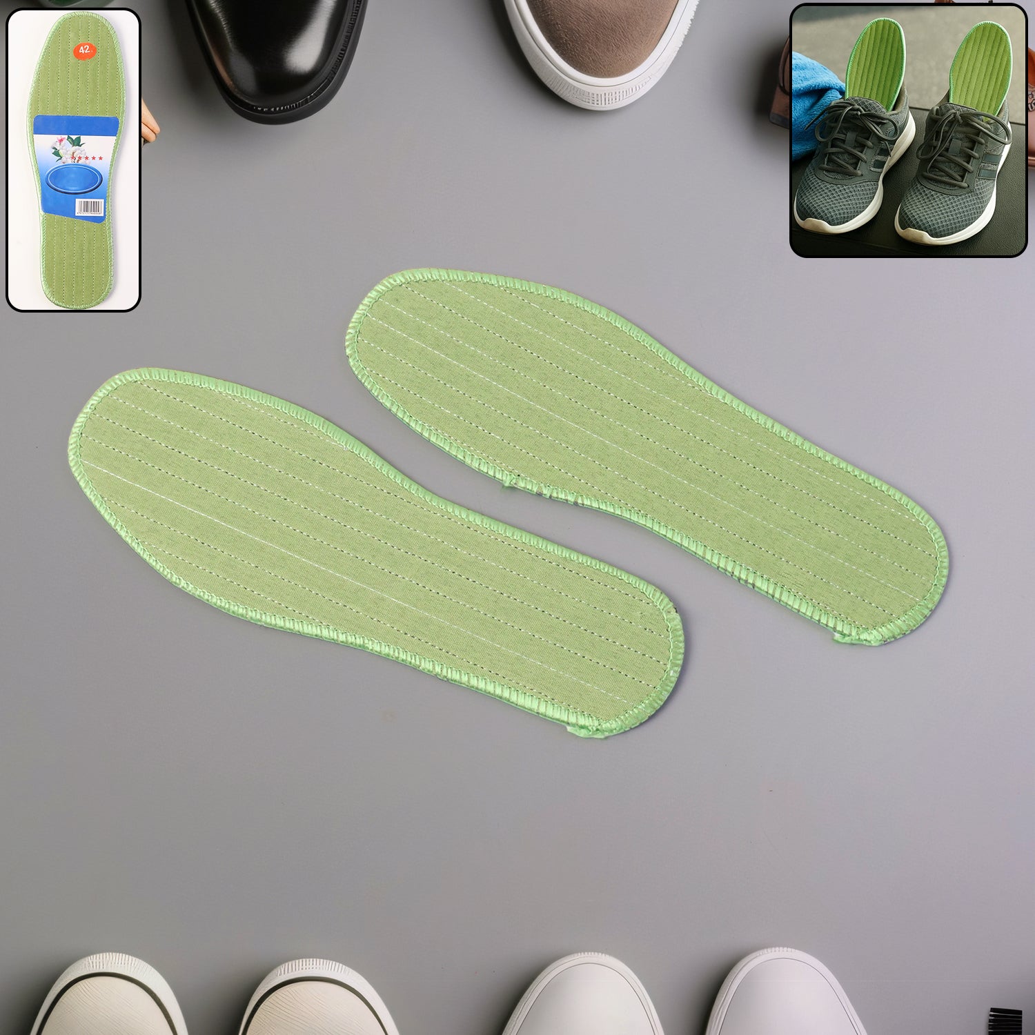 Premium Comfort Shoe Insoles for Daily Foot Support Size 42 (1 Pair / Mix Design)