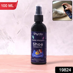 Close-up of Messy Steppers Shoe Cleaner Spray bottle label