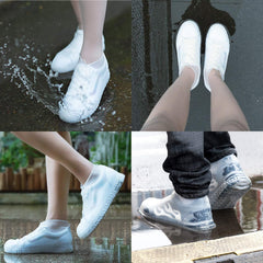 Waterproof Silicone Shoe Cover White Color (1 Pair, Medium Size)