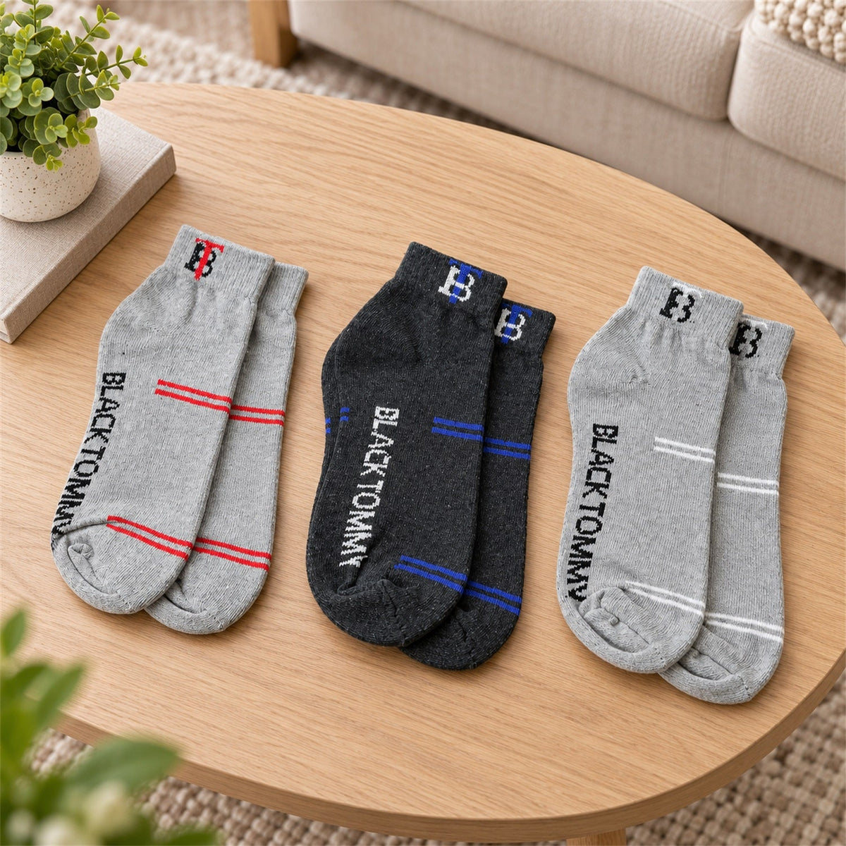 Soft stretchable knitted ankle socks casual