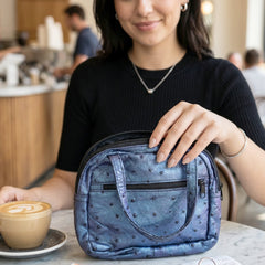 Mini purse with secure zipper closure and organized compartments