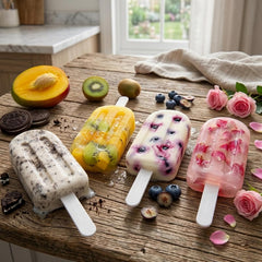 Premium Silicone Ice Cream Popsicle Mold Set 4 Pc