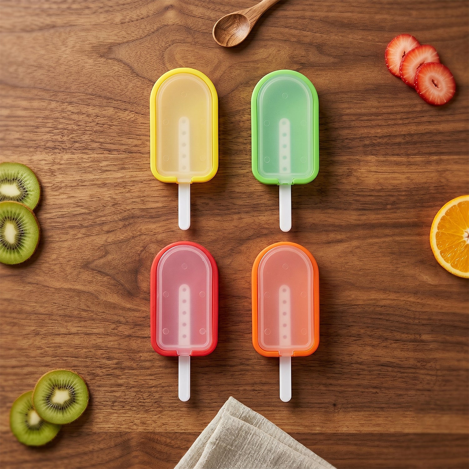 Premium Silicone Ice Cream Popsicle Mold Set 4 Pc