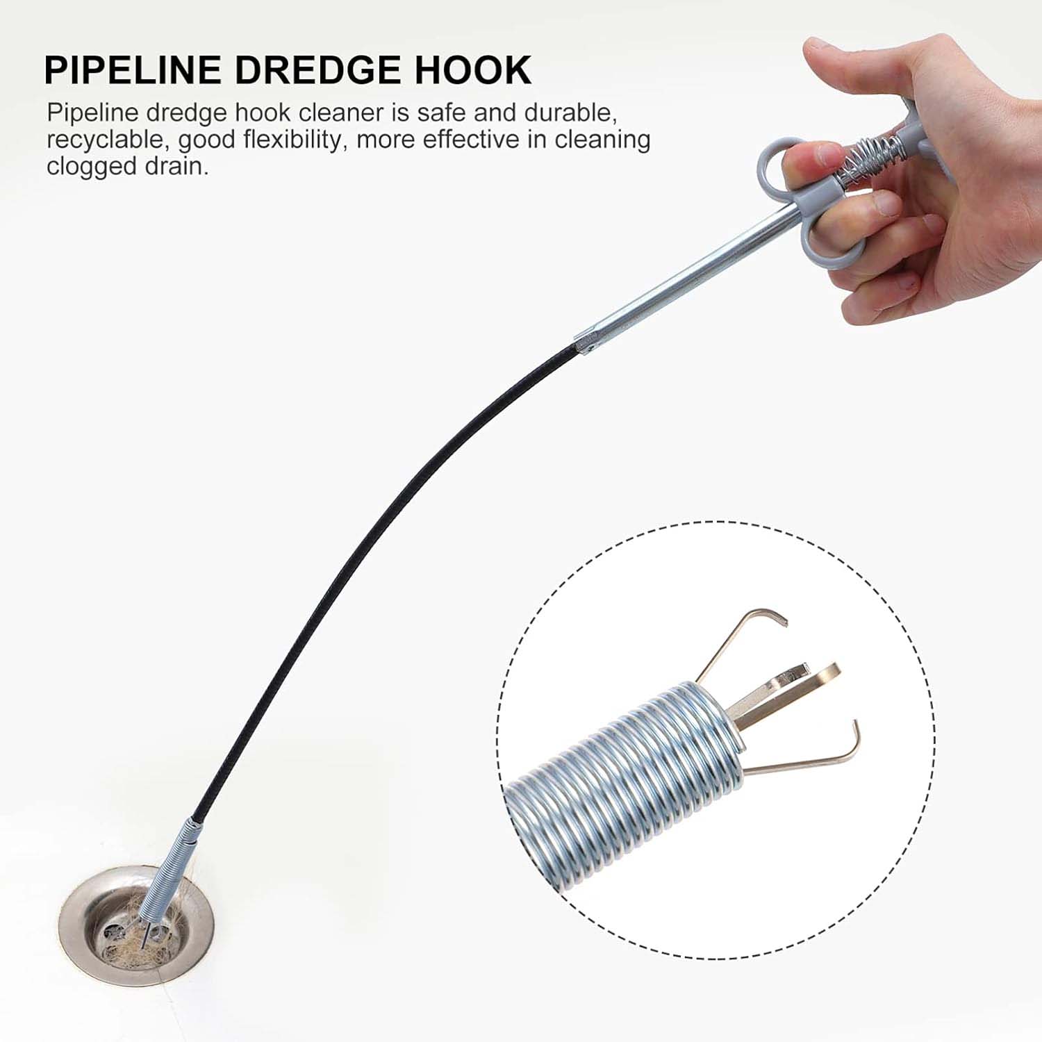 Flexible Spring Drain Cleaning Tool with Hand Grip (1 Pc / 156 Cm)