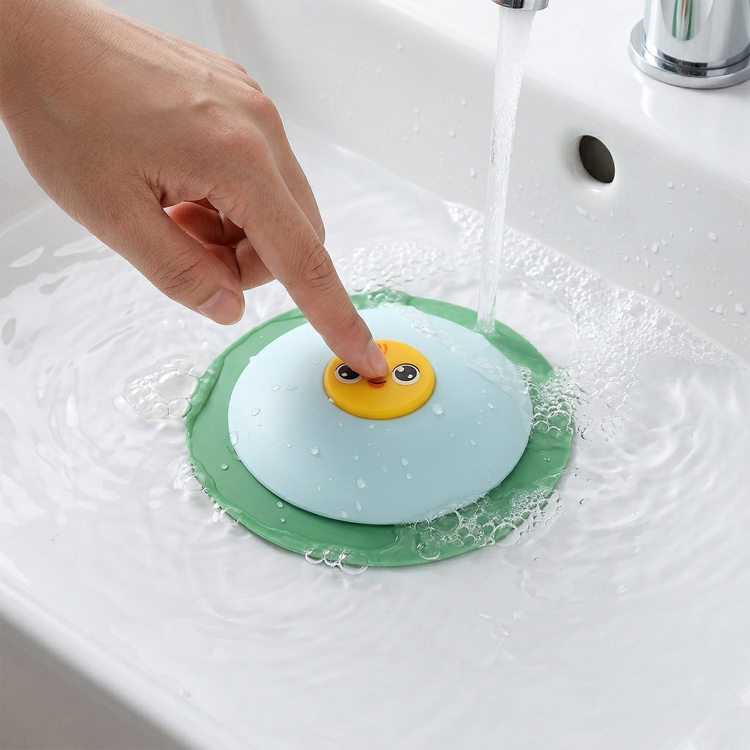 Cute Duck Design Silicone Sink Drain Stopper with Suction Base 1 Pc