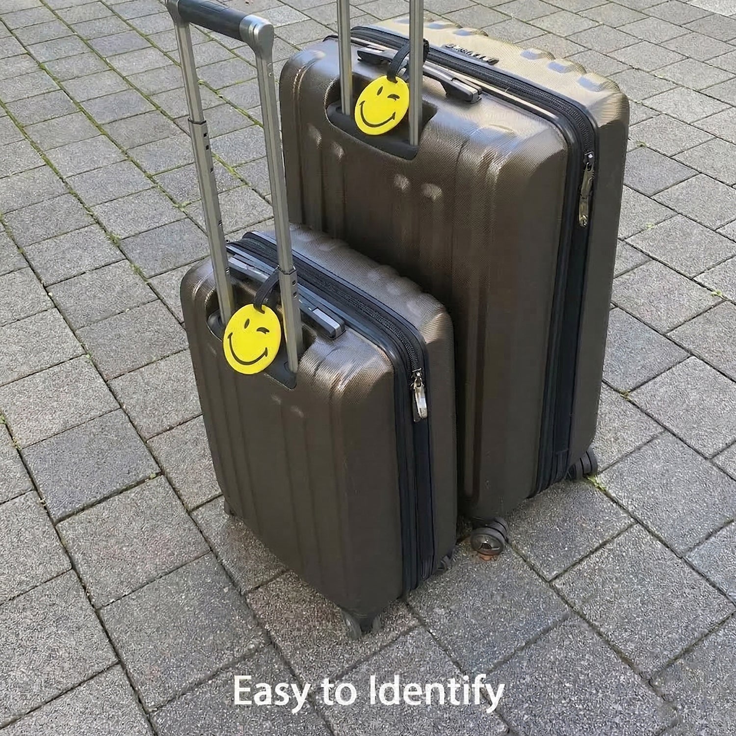Cute Smiley Face Round Travel Identification Luggage Bag Tag (1 Pc)