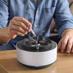 Smokeless Ashtray with Air Purifier and Push Down Lid for Home Office (1 Pc)