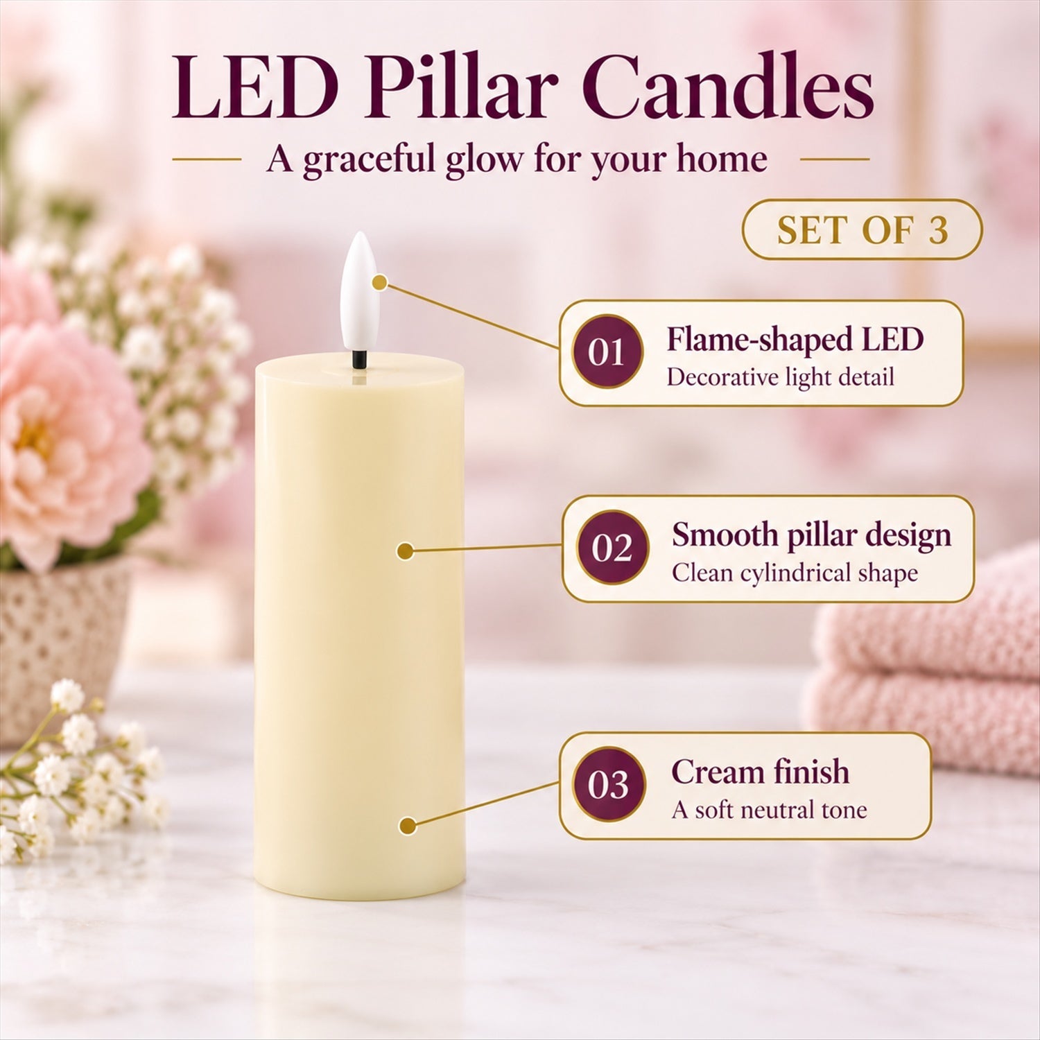 Smooth LED candles decor use