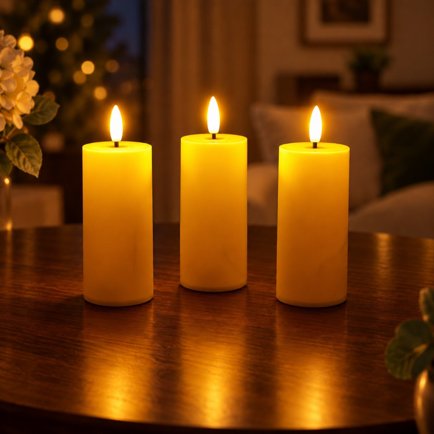 Smooth flameless LED pillar candles festive decor