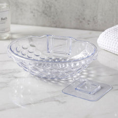 Transparent Plastic Soap Box Wall Mounted Adhesive Holder Dish (1 Pc)