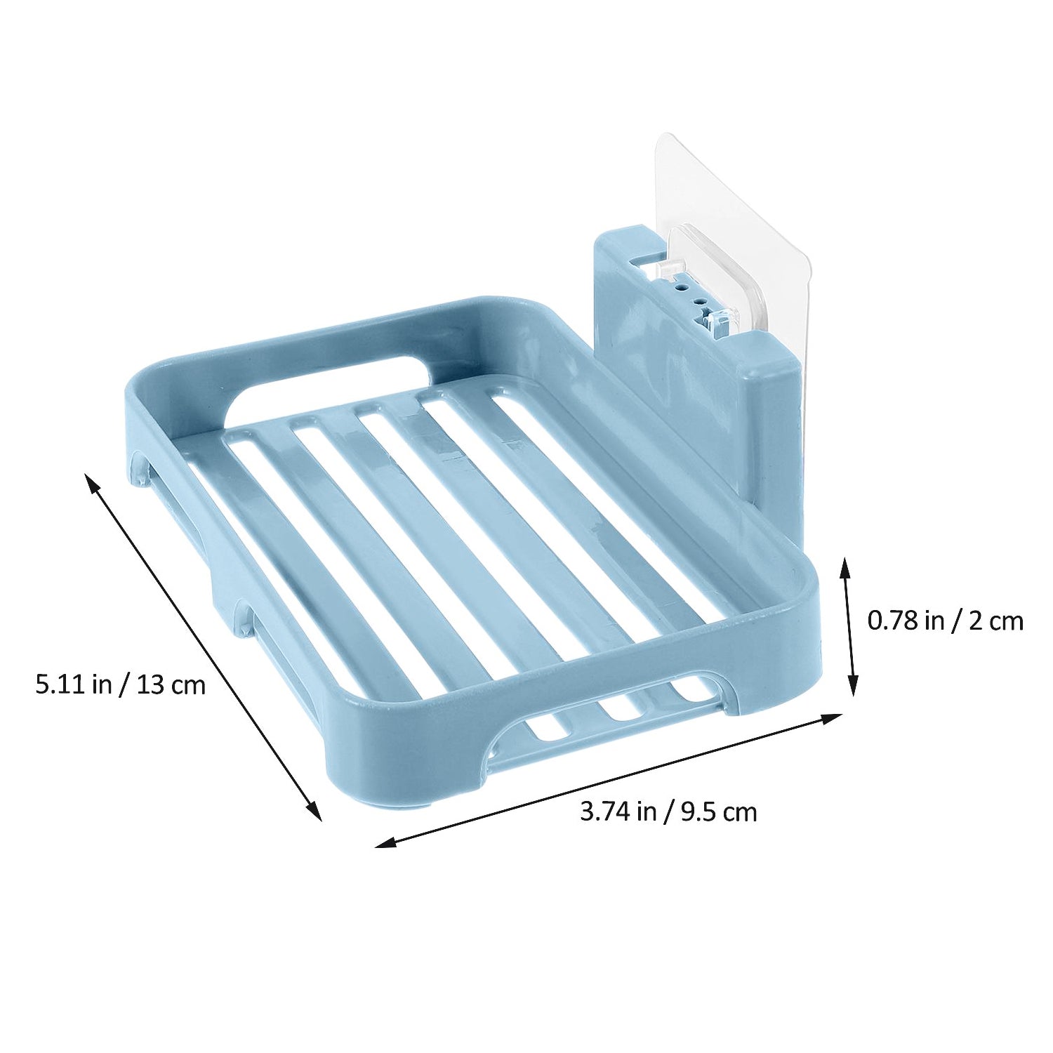Dimensions of plastic soap dish with adhesive backing