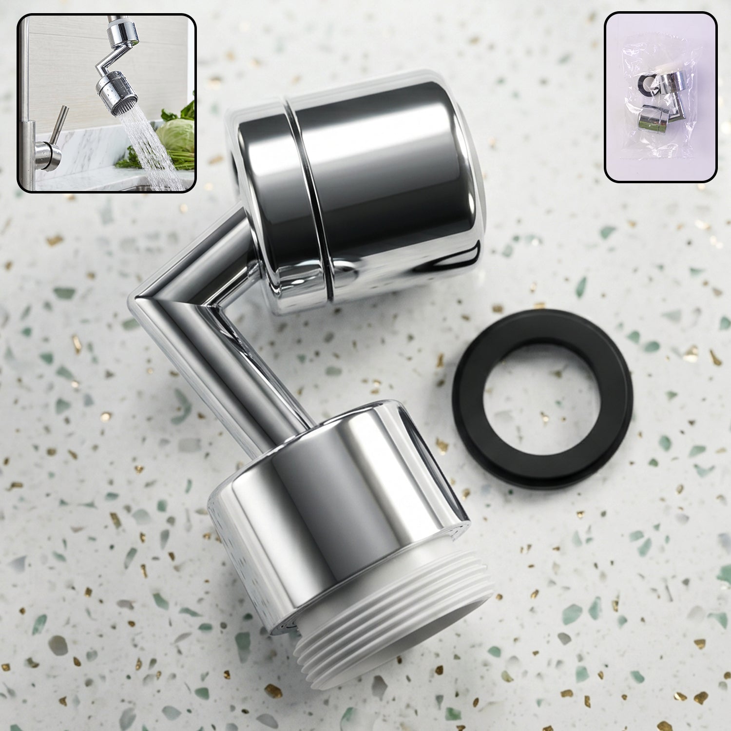 Chrome finish 1080 degree swivel faucet aerator for kitchen and bathroom sinks