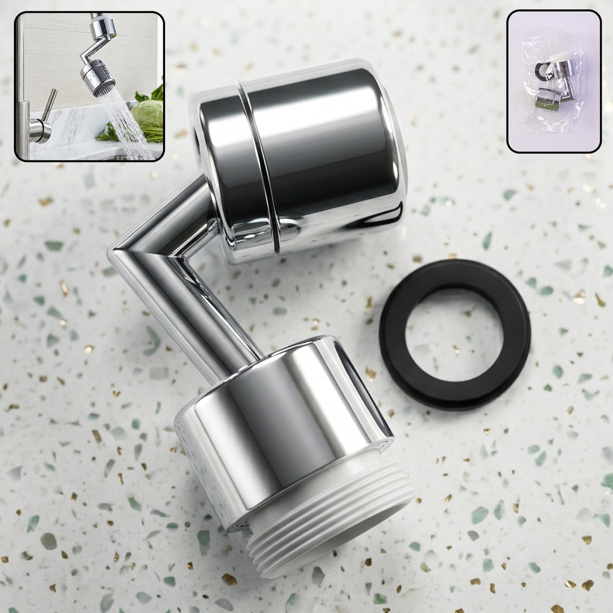 Chrome finish 1080 degree swivel faucet aerator for kitchen and bathroom sinks