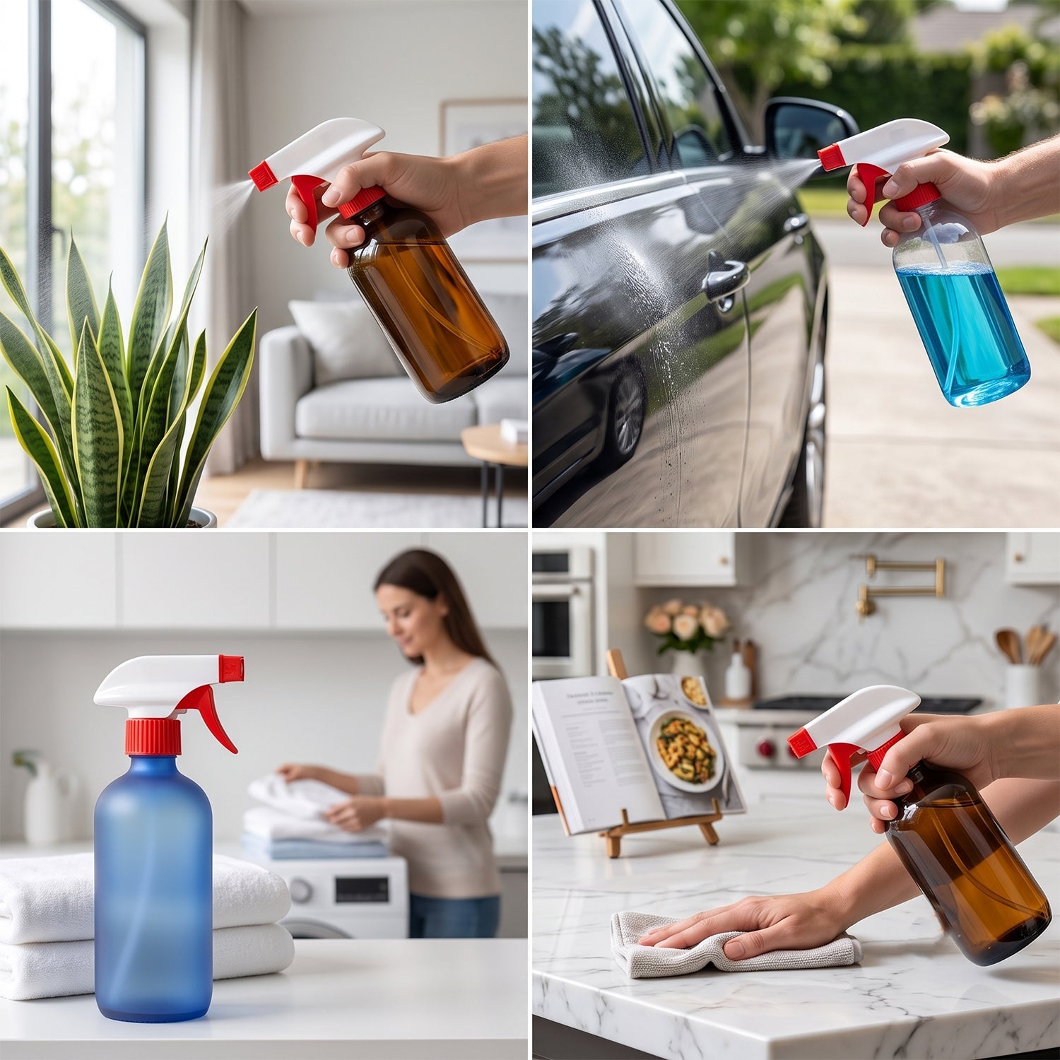 Spray Nozzle Trigger Head Red Replacement Sprayer for Bottles (1 Pc)