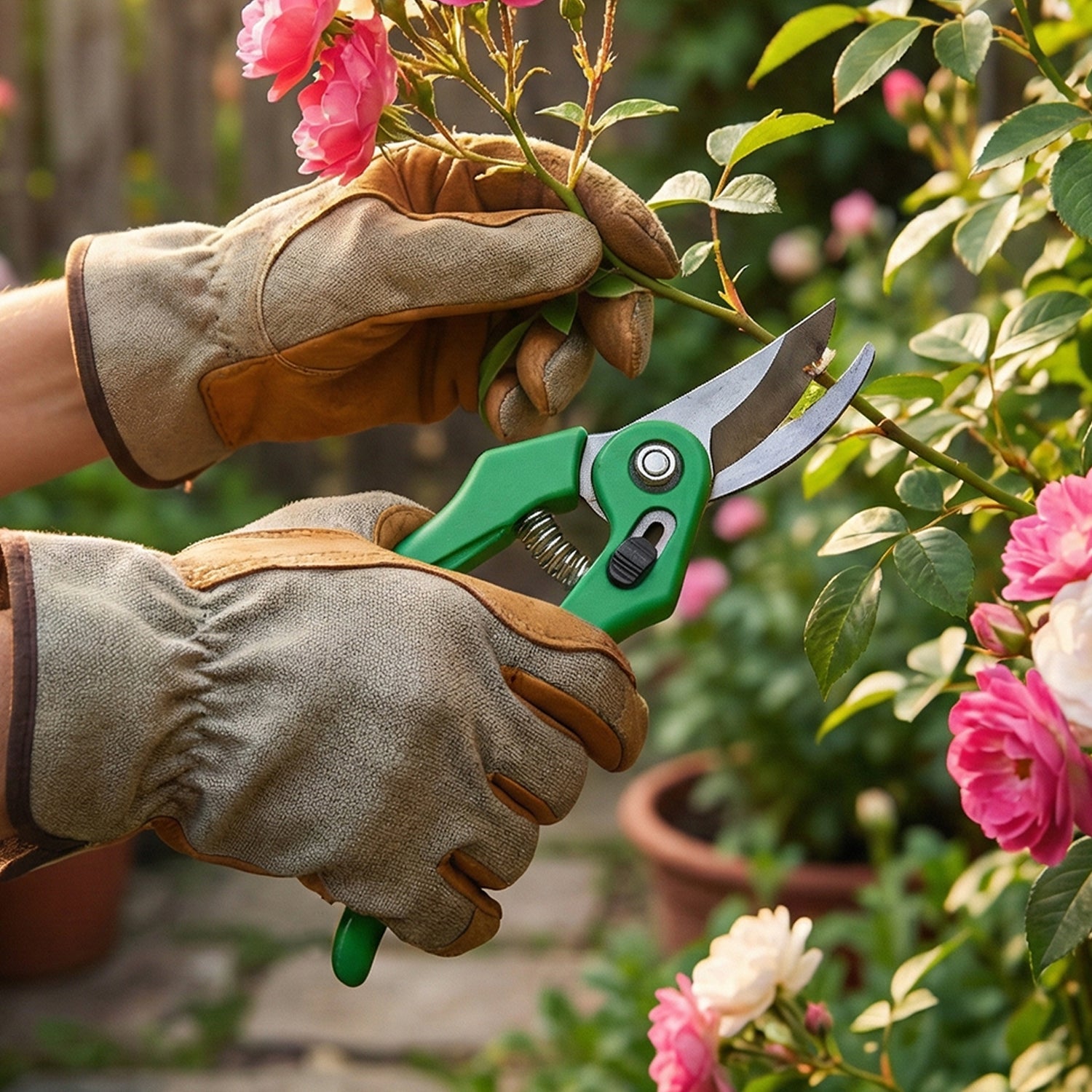 Close-up of Cisora garden shears stainless steel blades