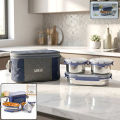 Ganesh Neo Fusion 3 Stainless Steel Lunch Box Set (1 Set)