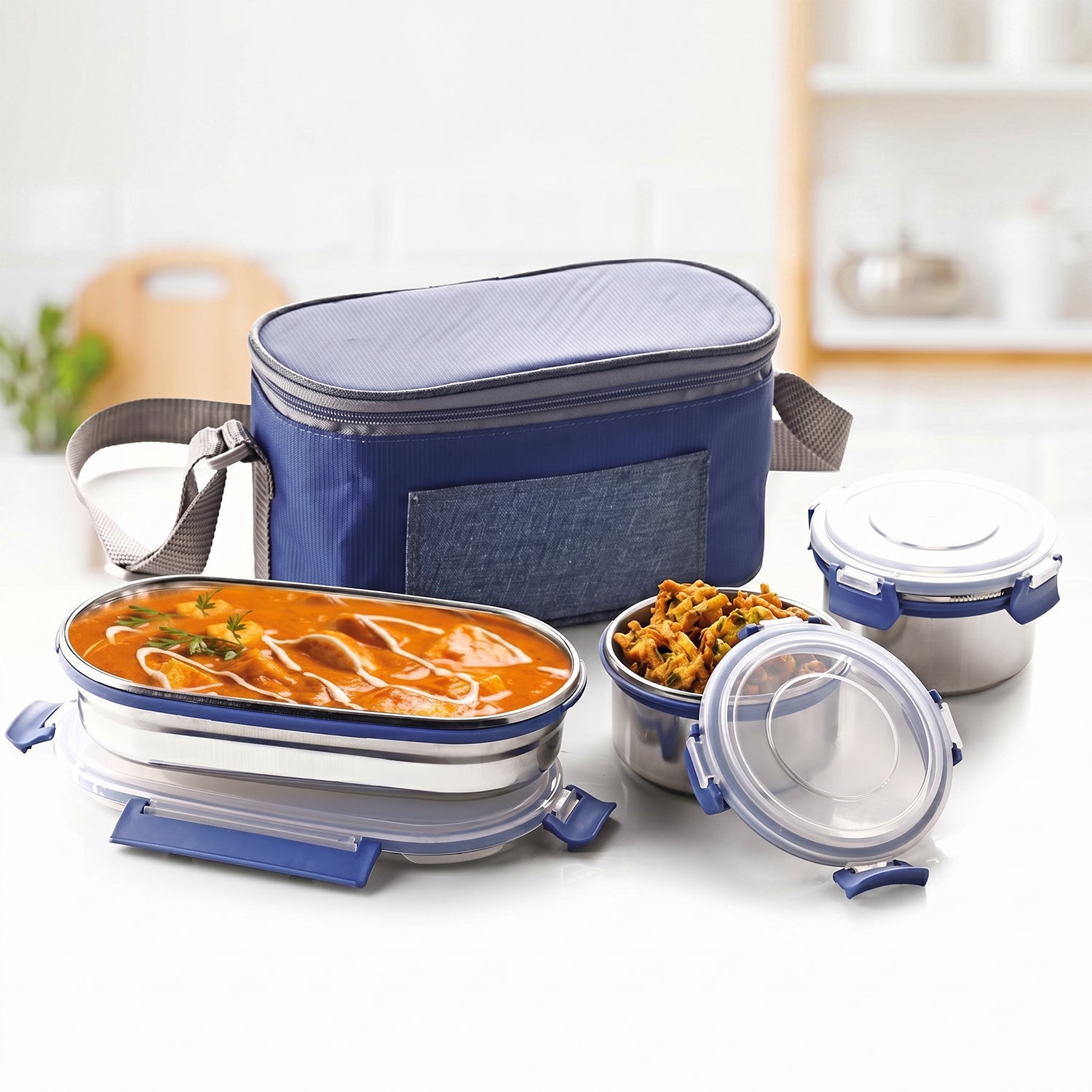 Ganesh Neo Fusion 3 Stainless Steel Lunch Box Set (1 Set)