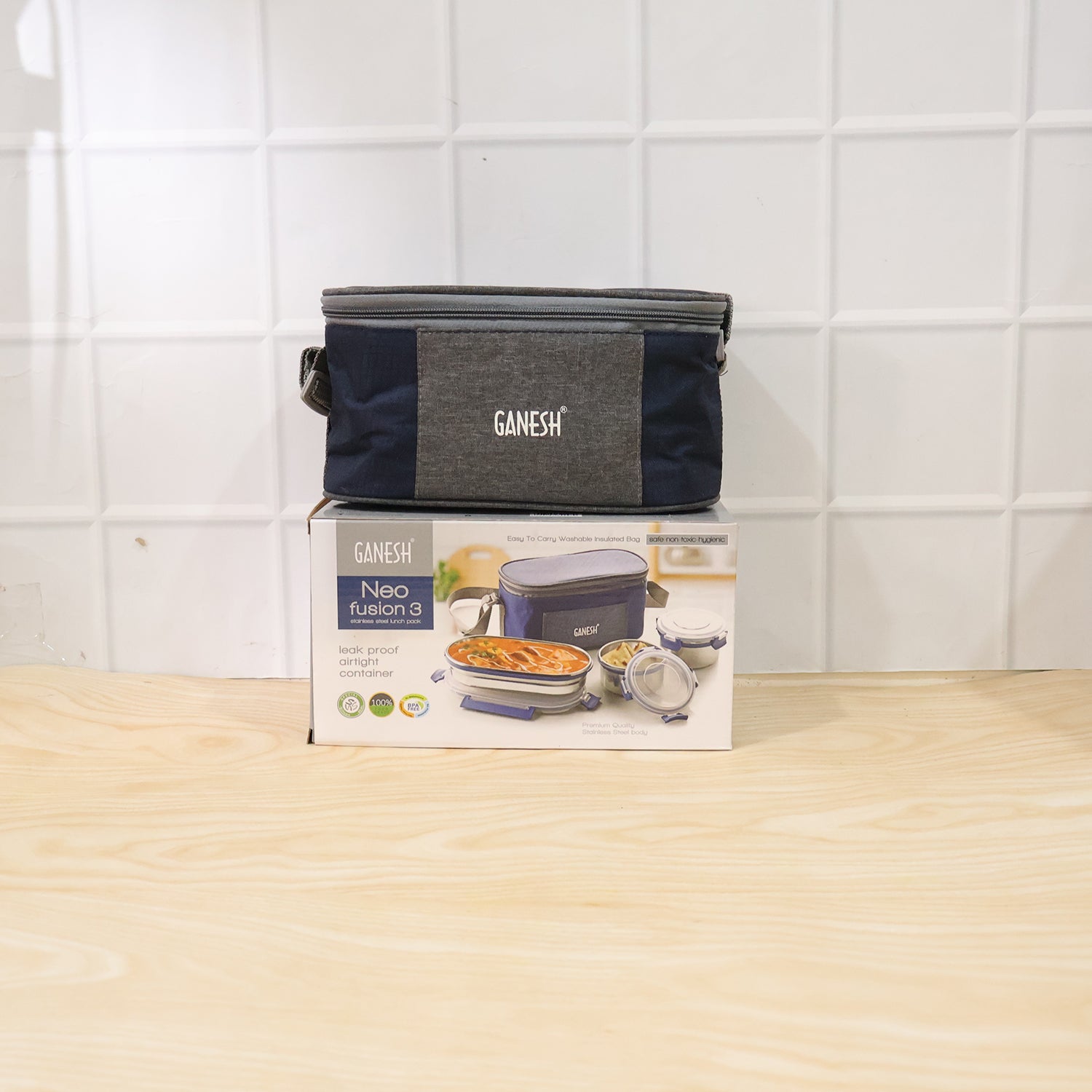 Ganesh Neo Fusion 3 Stainless Steel Lunch Box Set (1 Set)
