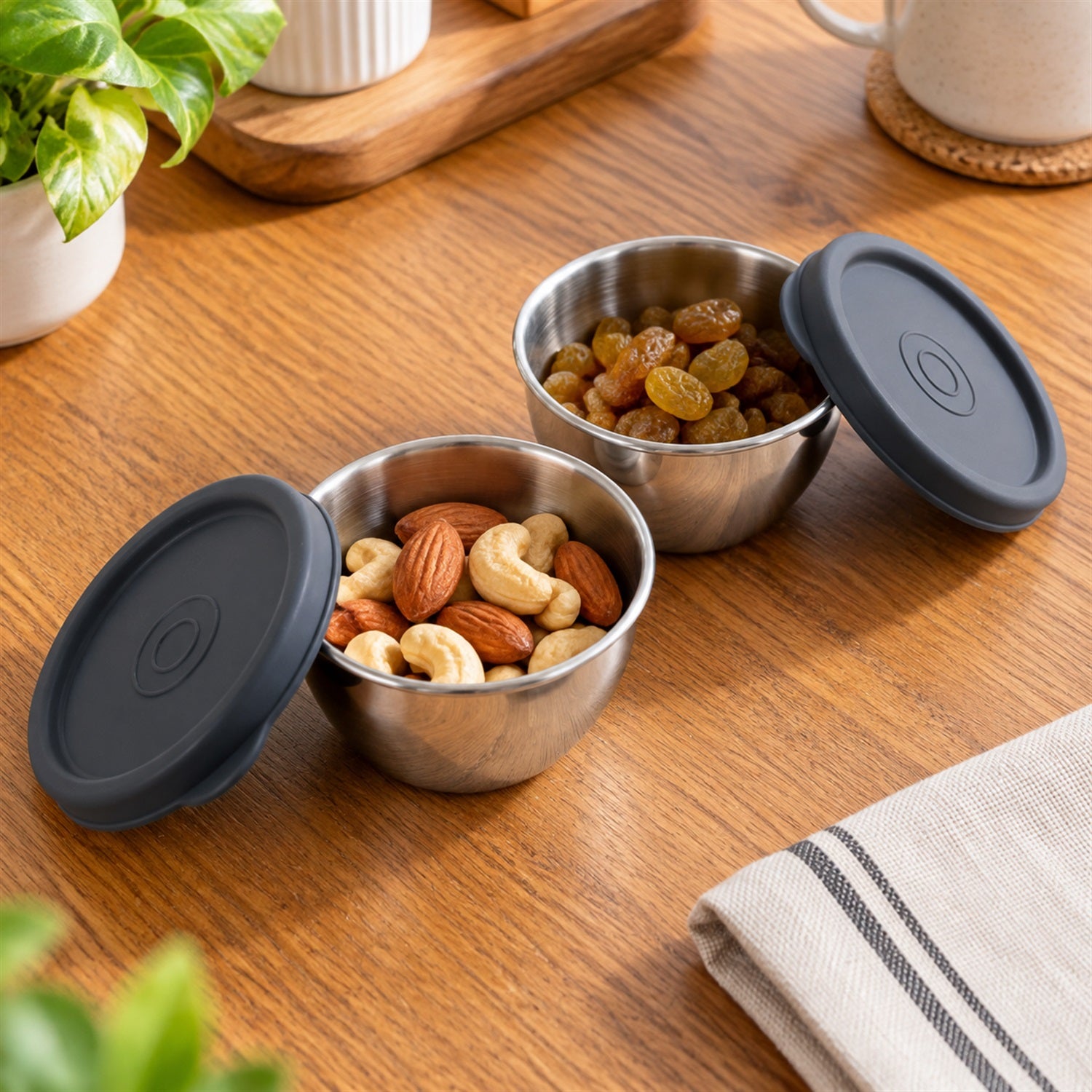Steel container 180ml lid small storage bowl