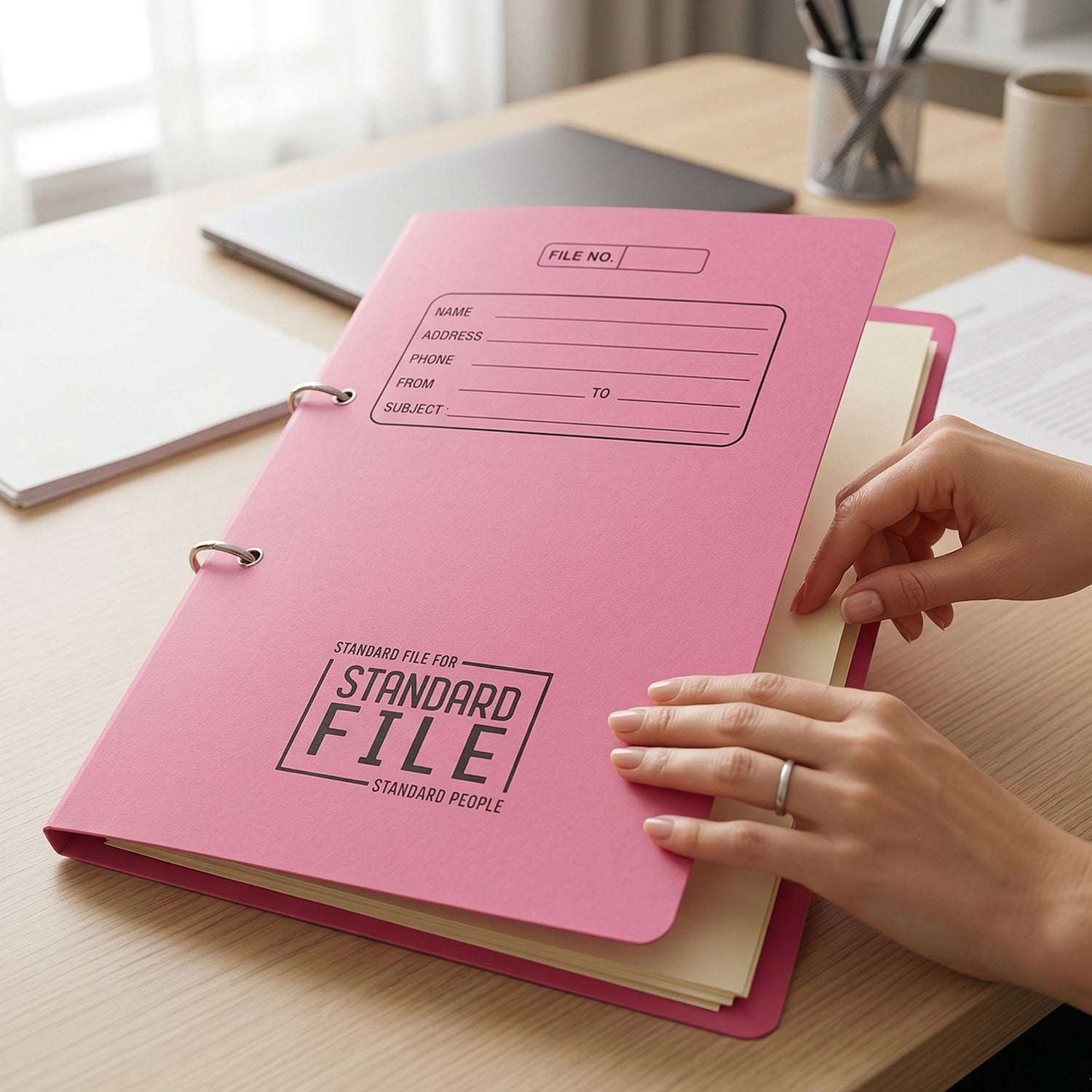 Premium Spring File Folder 35x25 cm, Office Document Holder with Metal Clip