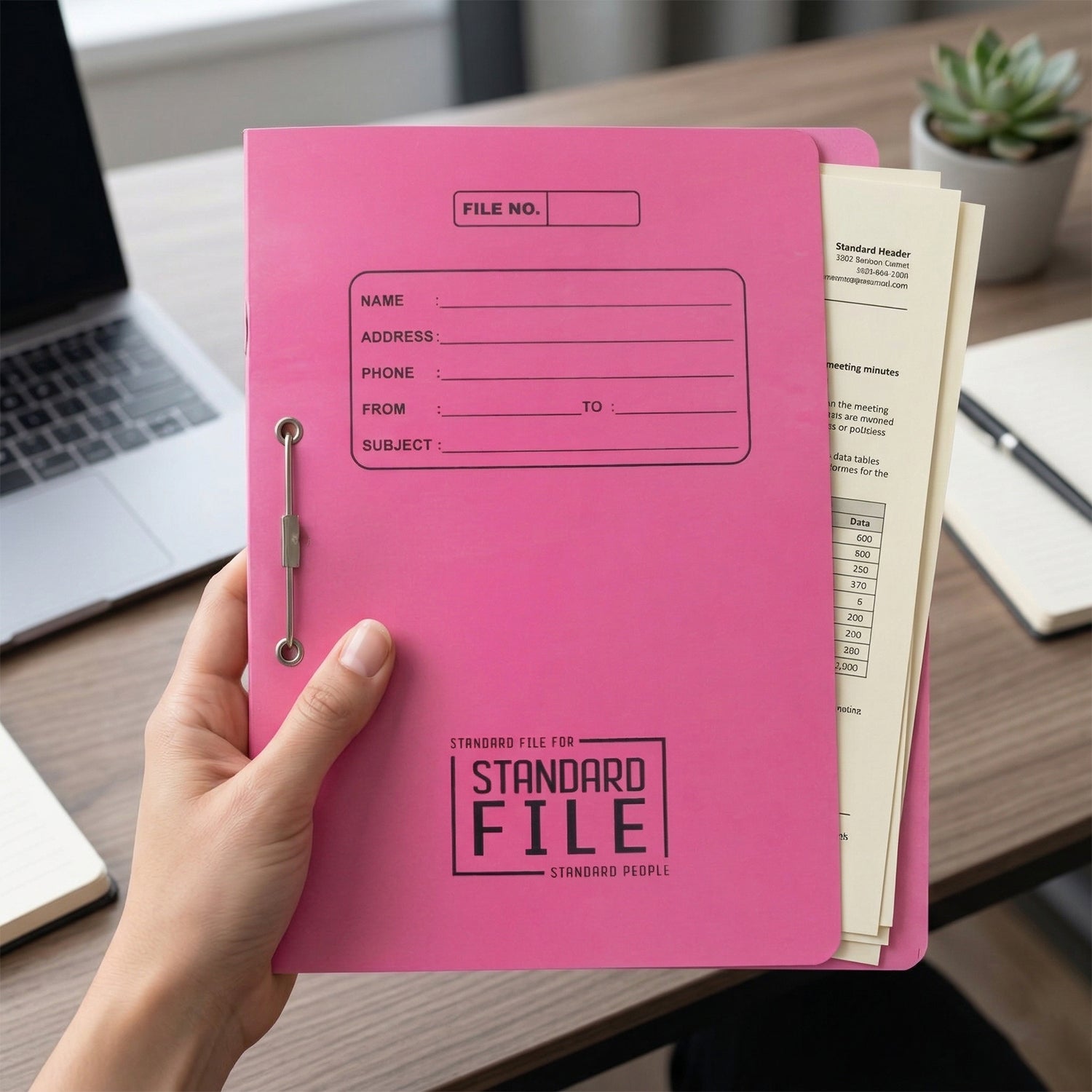 Premium Spring File Folder 35x25 cm, Office Document Holder with Metal Clip
