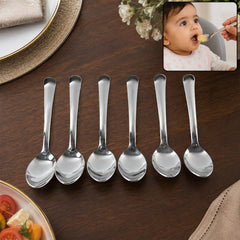 Apex stainless steel baby feeding spoon set with round bowl tip